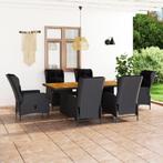 vidaXL 7-delige Tuinset met kussens poly rattan donkergrijs, Tuin en Terras, Tuinsets en Loungesets, Verzenden, Nieuw, Tuinset