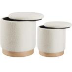 tectake Set van 2 hockers Orchide bouclé, gestoffeerd, met o, Huis en Inrichting, Barkrukken, Verzenden, Nieuw