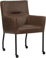 Bruine leren moderne eetkamerstoel - Vintage Leer Brown, Huis en Inrichting, Stoelen, Overige kleuren, Nieuw, Leer, Ophalen of Verzenden