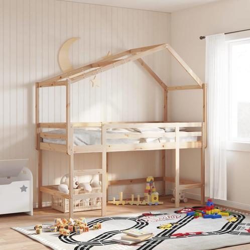vidaXL Halfhoogslaper met ladder en bedhuis grenenhout, Huis en Inrichting, Slaapkamer | Bedden, Nieuw, Verzenden