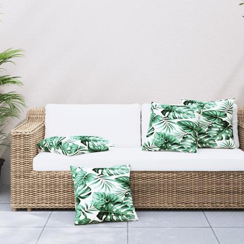 vidaXL Bankkussens 4 st bladpatroon 60x60 cm stof, Huis en Inrichting, Woonaccessoires | Kussens, Nieuw, Verzenden