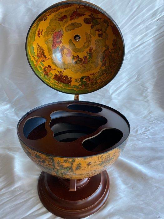 Globe - 1970-1980 - Vintage Globo botellero op grote houten, Antiek en Kunst, Curiosa en Brocante