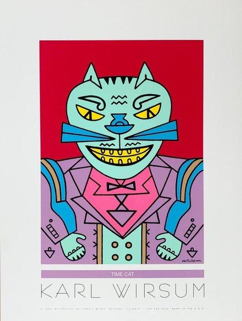 Karl Wirsum - Time Cat - Serigraph - 71 x 54 cm, Antiquités & Art, Art | Dessins & Photographie