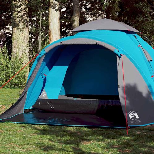 vidaXL Koepeltent 3-persoons snelontgrendeling blauw, Caravans en Kamperen, Tenten, Nieuw, Verzenden