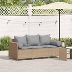 vidaXL Tuinbank 3-zits met kussens poly rattan beige, Tuin en Terras, Tuinsets en Loungesets, Verzenden, Nieuw