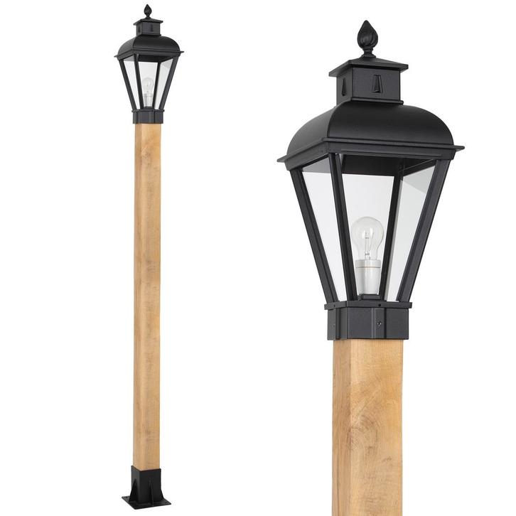 Tuinverlichting klassiek Buitenlamp zwart Vondel WOOD Lantaa, Tuin en Terras, Buitenverlichting, Verzenden