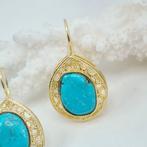 Turquoise - Argent, Plaqué or - Boucles doreilles - Turkish
