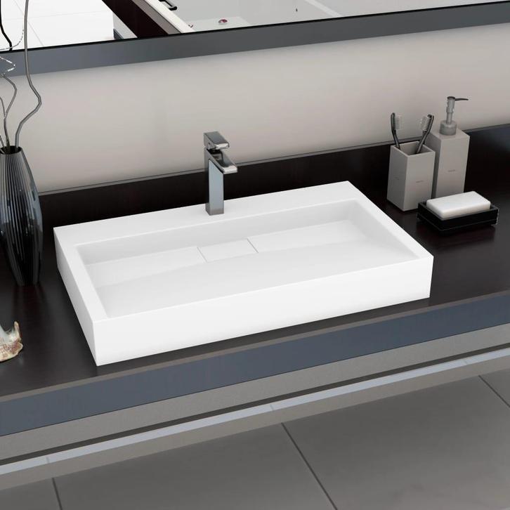 vidaXL Wastafel 80x46x11 cm mineraal gegoten/marmer gegoten, Doe-het-zelf en Bouw, Sanitair, Nieuw, Verzenden