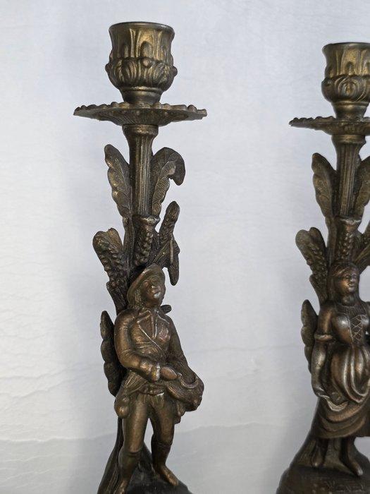 Kandelaar (2) - Messing - Franse kandelaars, Antiek en Kunst, Curiosa en Brocante