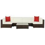 vidaXL 7-delige Loungeset met kussens poly rattan bruin, Tuin en Terras, Verzenden, Nieuw, Loungeset