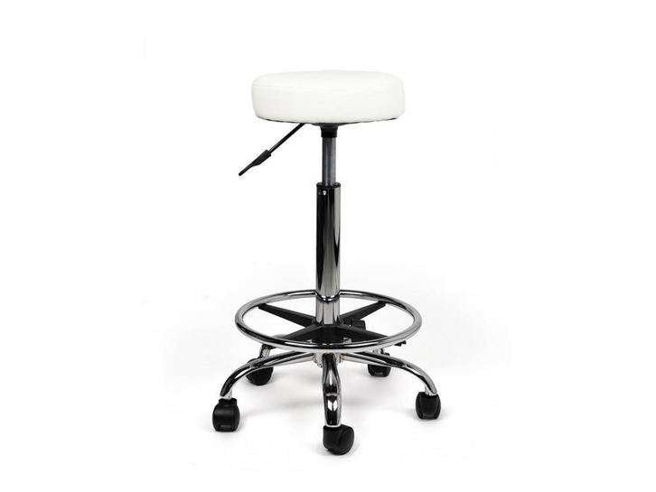 Tabouret Wit - Hoge uitvoering met Voetsteun, Maison & Meubles, Tabourets