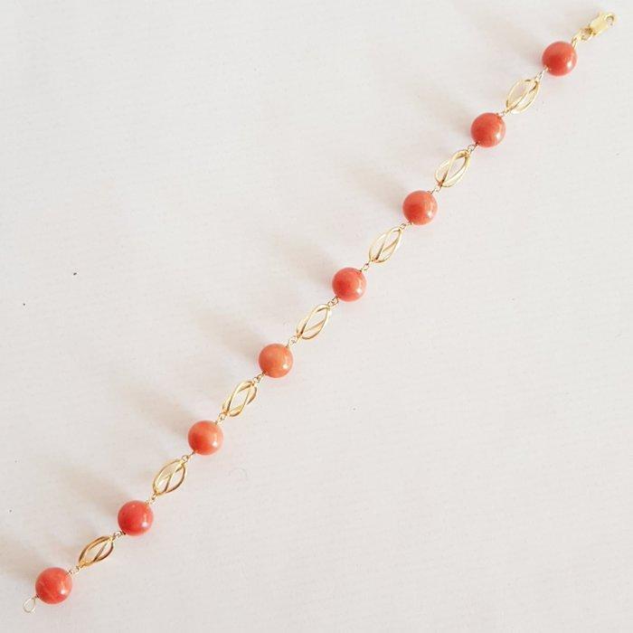 Armband - 18 karaat Geel goud Koraal, Handtassen en Accessoires, Armbanden