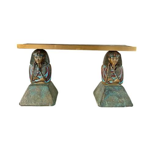 Rek - Hars, Hout, Marmer - Boekenkast met Egyptenaar., Antiek en Kunst, Curiosa en Brocante