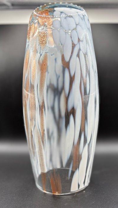 Vase - Verre de Murano - Vase blanc aventurina, Antiek en Kunst, Antiek | Glaswerk en Kristal