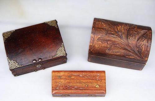 Sieradendoos (3) - Hout, Leder, Messing - Verzameling van, Antiek en Kunst, Antiek | Speelgoed