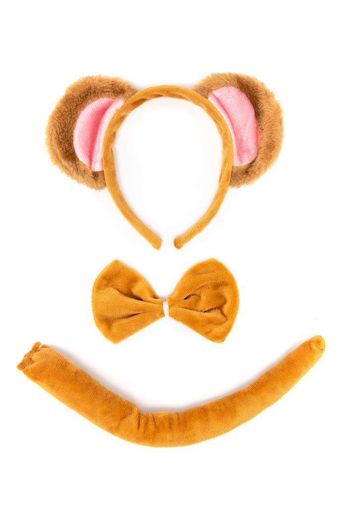 Aap Haarband Oren Strik Staart Diadeem Set Bruin Beige Zacht, Kleding | Dames, Carnavalskleding en Feestkleding, Nieuw, Ophalen of Verzenden