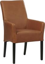 Cognac leren landelijke eetkamerstoel - Rancho Leer Cognac, Huis en Inrichting, Stoelen, Overige kleuren, Nieuw, Leer, Ophalen of Verzenden