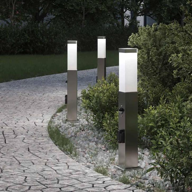 vidaXL Bolderverlichting met sensor en stopcontact 3 stuks, Maison & Meubles, Lampes | Autre, Envoi