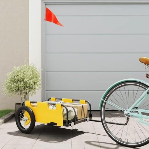 vidaXL Fietstrailer oxford stof en ijzer geel, Fietsen en Brommers, Fietsaccessoires | Aanhangwagens en Karren, Nieuw, Verzenden