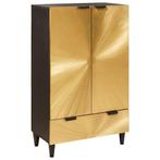 vidaXL Bijzetkast Zwart en Goud 60 x 33.5 x 100 cm massief, Huis en Inrichting, Verzenden, Nieuw