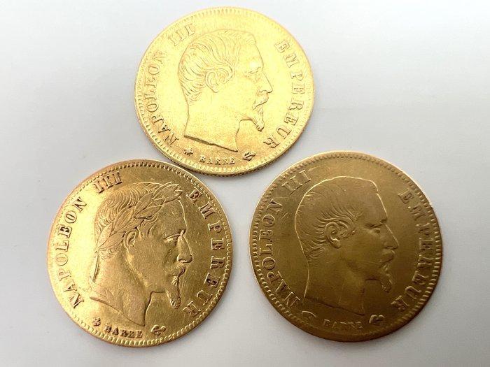 Frankrijk. Napoléon III. 5 Francs 1857/1867 (lot de 3, Postzegels en Munten, Munten | Europa | Euromunten