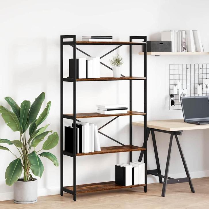 vidaXL Boekenkast Gerookt eiken 80 x 30 x 153 cm Bewerkt, Huis en Inrichting, Kasten | Boekenkasten, Nieuw, Verzenden