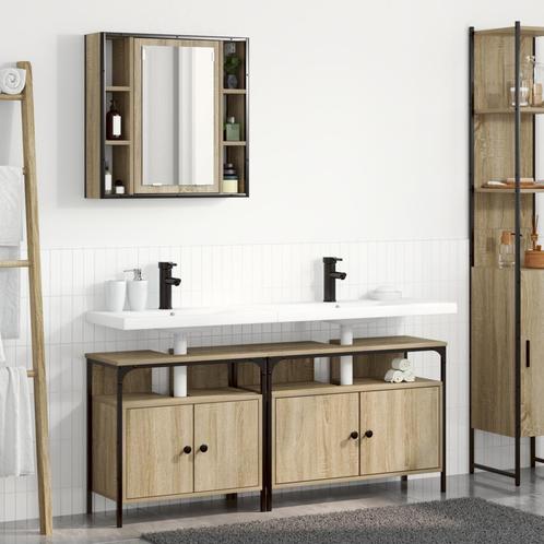 vidaXL Badkamerkast set met plank 3 pcs Sonoma eiken 80 x 30, Huis en Inrichting, Tafels | Kaptafels, Nieuw, Verzenden