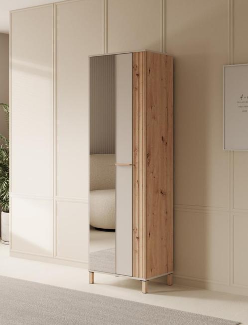 Meubella - Halkast - Beige - Eiken 60 cm - Kapstok, Huis en Inrichting, Kasten | Overige, Nieuw, Verzenden