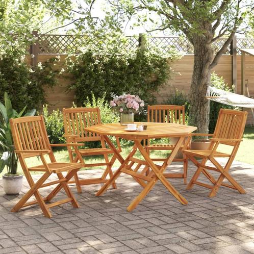 vidaXL Ensemble à manger de jardin pliable 5 pcs bois, Jardin & Terrasse, Ensembles de jardin, Neuf, Envoi