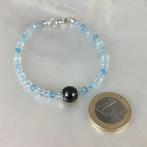 Zonder Minimumprijs - Armband Zilver Parel - Aquamarijn -, Handtassen en Accessoires, Armbanden, Nieuw