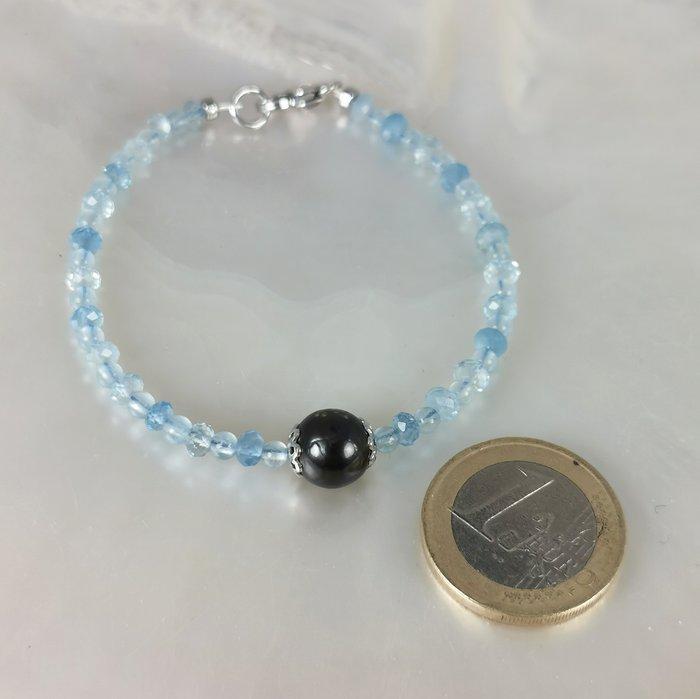 Zonder Minimumprijs - Armband Zilver Parel - Aquamarijn -, Handtassen en Accessoires, Armbanden