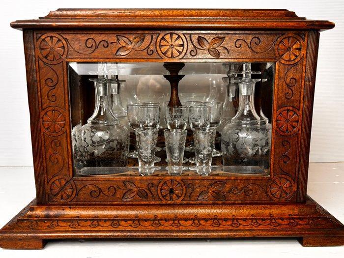 Drankkast - Wortelnotenhout, Kristal, Antiek en Kunst, Antiek | Overige Antiek