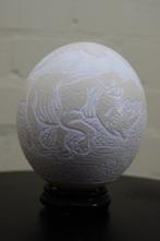 carved Ostrich Egg Taxidermie volledige montage - Struthio, Nieuw