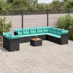 vidaXL 11-delige Loungeset met kussens poly rattan zwart, Verzenden, Loungeset