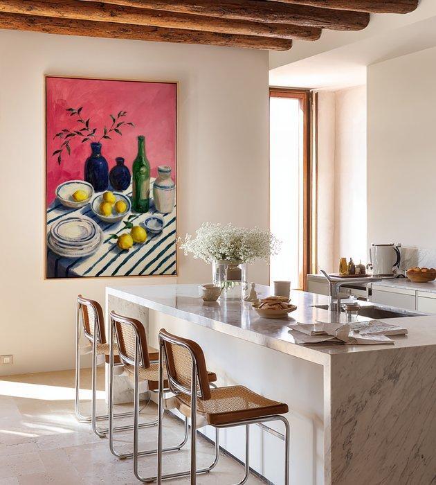 E. García - BODEGÓN CON FONDO ROSA XL (NO RESERVE), Antiek en Kunst, Kunst | Schilderijen | Modern