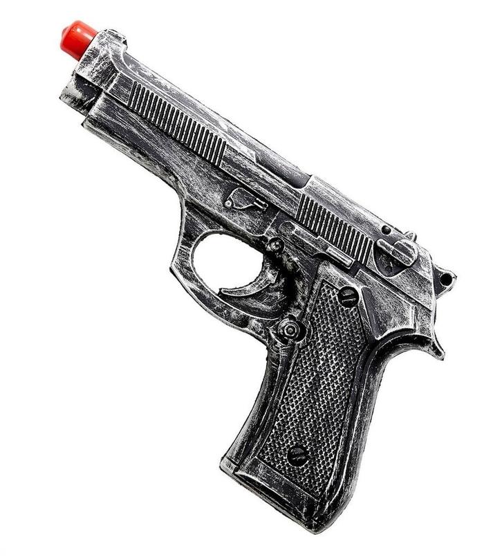 Grijze Nep Pistool 19cm, Hobby en Vrije tijd, Feestartikelen, Nieuw, Verzenden