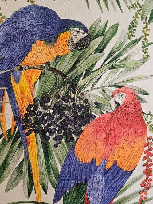 Nieuw ontwerp! Tessuto Paradijs van Papegaaien exclusief, Antiek en Kunst, Antiek | Tapijten, Tafelkleden en Textiel