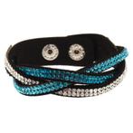Fako Bijoux® - Armband - Vlecht Strass - Turquoise, Handtassen en Accessoires, Armbanden, Verzenden, Nieuw