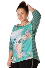 Shirt Yesta 80CM print streep combi maat 54/56, Vêtements | Femmes, T-shirts, Verzenden