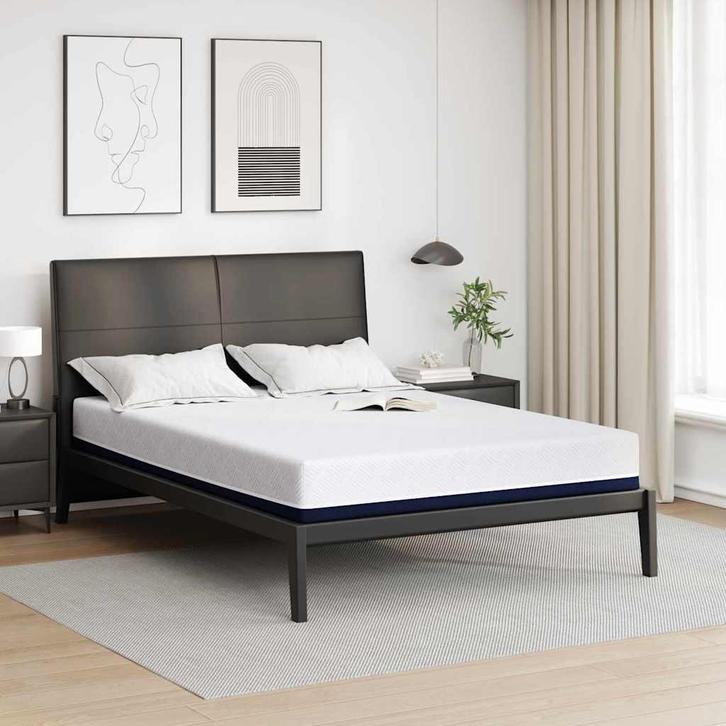vidaXL Matras Wit en Blauw 140 x 190 cm Jacquard stof, Maison & Meubles, Chambre à coucher | Matelas & Sommiers, Envoi