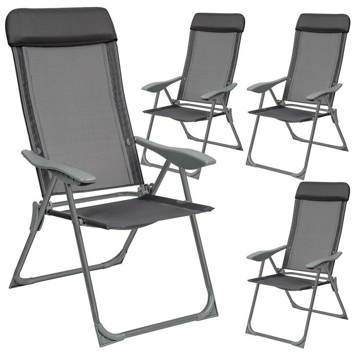 tectake 4 aluminium tuinstoel inklapbaar met hoofdsteun - an, Tuin en Terras, Overige Tuin en Terras, Verzenden