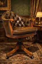 Chesterfield - Bureaustoel - Hout, Leder, Gietijzer -