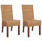 vidaXL Eetkamerstoelen 2 st natuurlijk rattan bruin, Huis en Inrichting, Stoelen, Verzenden, Nieuw