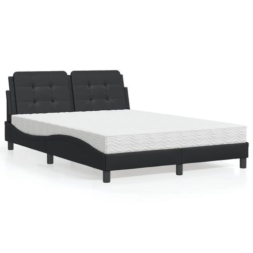 vidaXL Bed met matras kunstleer zwart 140x190 cm, Huis en Inrichting, Slaapkamer | Bedden, Nieuw, Verzenden
