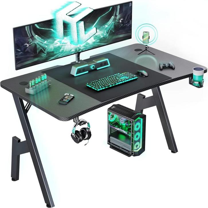 Gaming bureau - Gaming desk - Gaming tafel - 140x60 cm - Gro, Huis en Inrichting, Bureaus, Nieuw, Verzenden