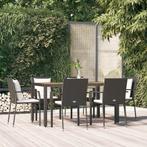 vidaXL 7-delige Tuinset met kussens poly rattan zwart, Verzenden, Nieuw, Tuinset