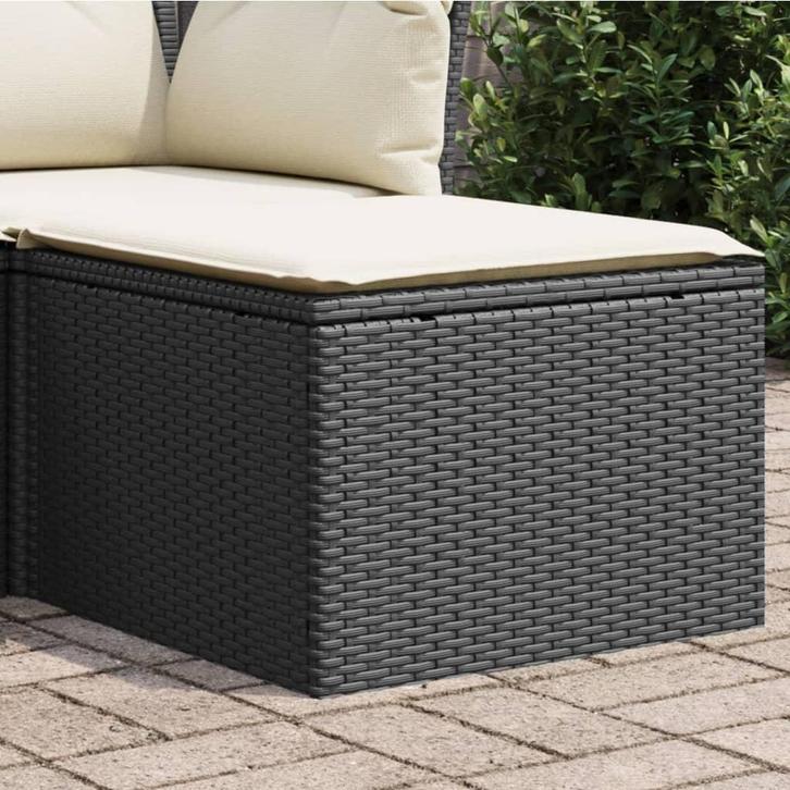vidaXL Tuinkruk met kussen 55x55x37 cm poly rattan zwart, Tuin en Terras, Tuinsets en Loungesets, Nieuw, Verzenden