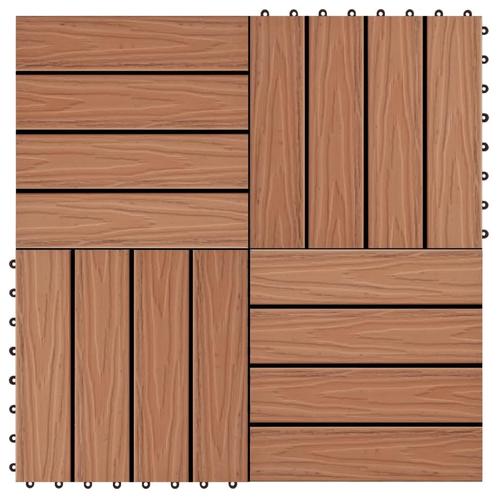 vidaXL Terrastegels diep reliëf 30x30 cm 1 m² HKC lichtbruin, Doe-het-zelf en Bouw, Vloerdelen en Plavuizen, Nieuw, Verzenden
