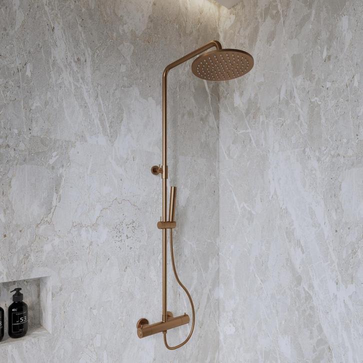 Opbouw Thermostatische Regendoucheset BWS Cemal Geborsteld, Doe-het-zelf en Bouw, Sanitair, Kraan, Nieuw, Ophalen of Verzenden