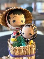 Beeldje, Mustard Seed Doll Straw basket - 11 cm - wood